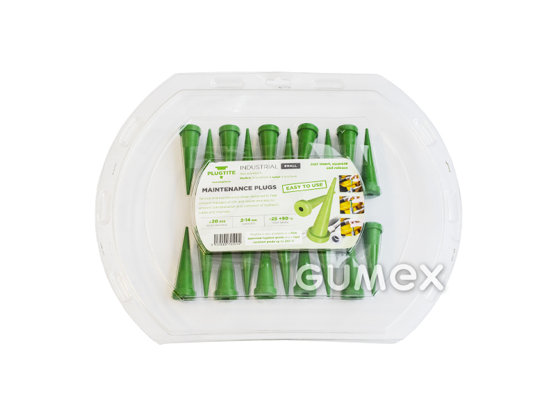 Stopfen für Industrieschlauch, 2-14mm, Gr. S, SET 20St, NBR-PVC, 50+/-5°ShA, -25°C/+90°C, grün, 